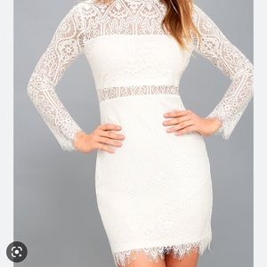 NWT Lulus large white dress with sheer detail